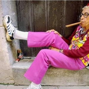 woman smoking cigar