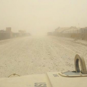 Dust storm while driving the HMMWV