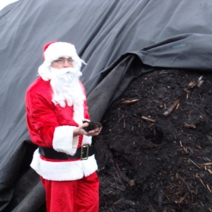 Santa purchases compost for his garden