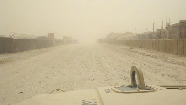 Dust storm while driving the HMMWV