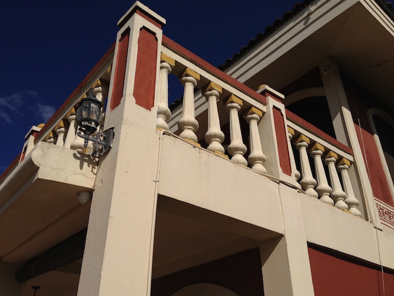 Looking up to the Drew Estate clubhouse