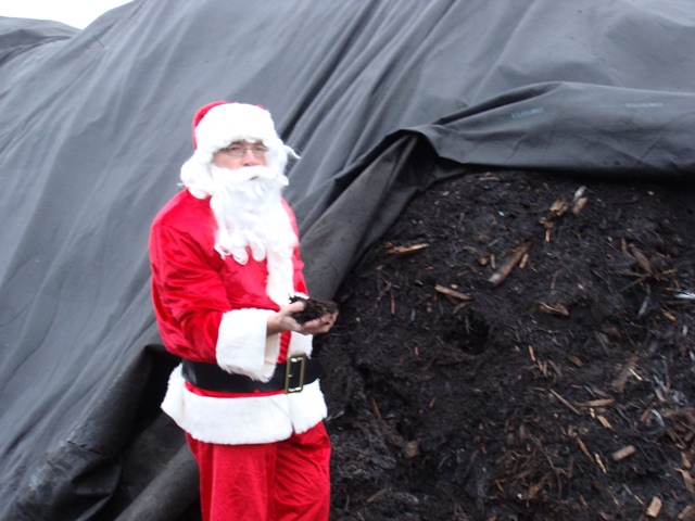 Santa purchases compost for his garden